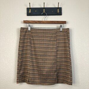 Hesperus Brown Houndstooth Mini Skirt Women's XL Clue Y2K Preppy School Grunge